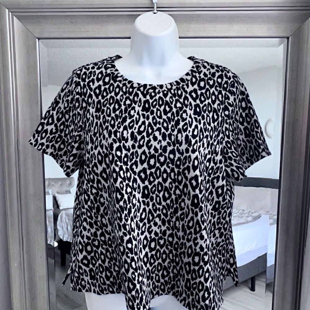 Anthropologie Eri + Ali Wild Leopard Top Women's Size L